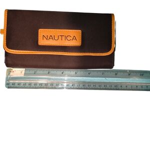 Nautica Black RFID Protection Wallet with Brown Trim Multi Card And Coin Bag